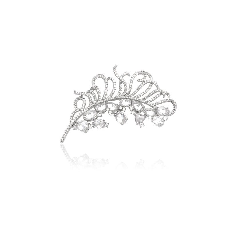 Leaf Cubic Zirconia Brooch