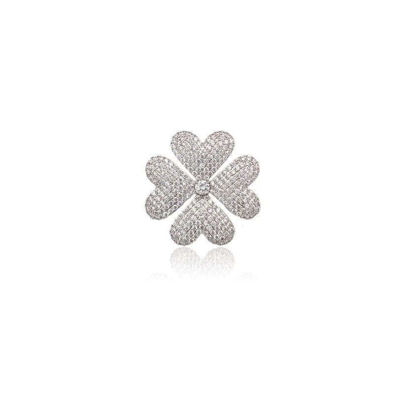 Clover Cubic Zirconia Brooch