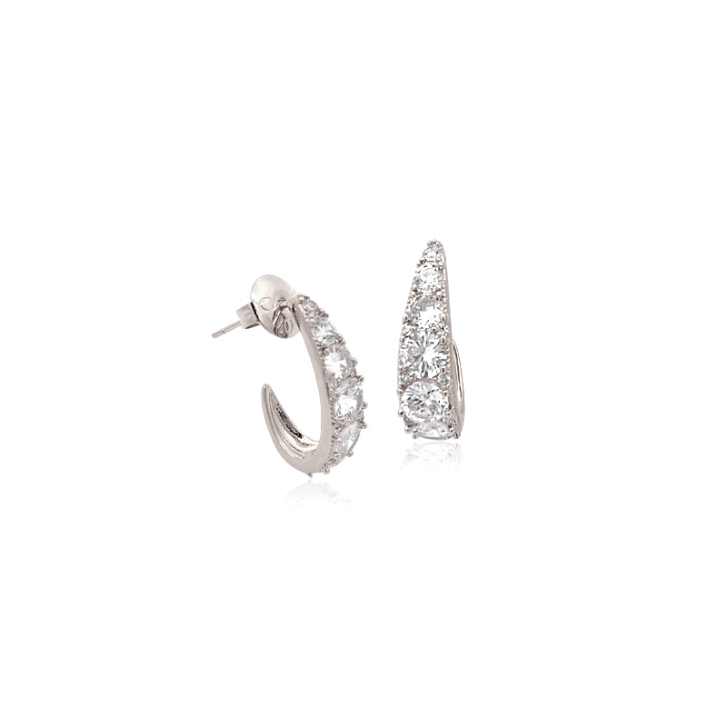 Cubic Zirconia Hoop Stud Earrings