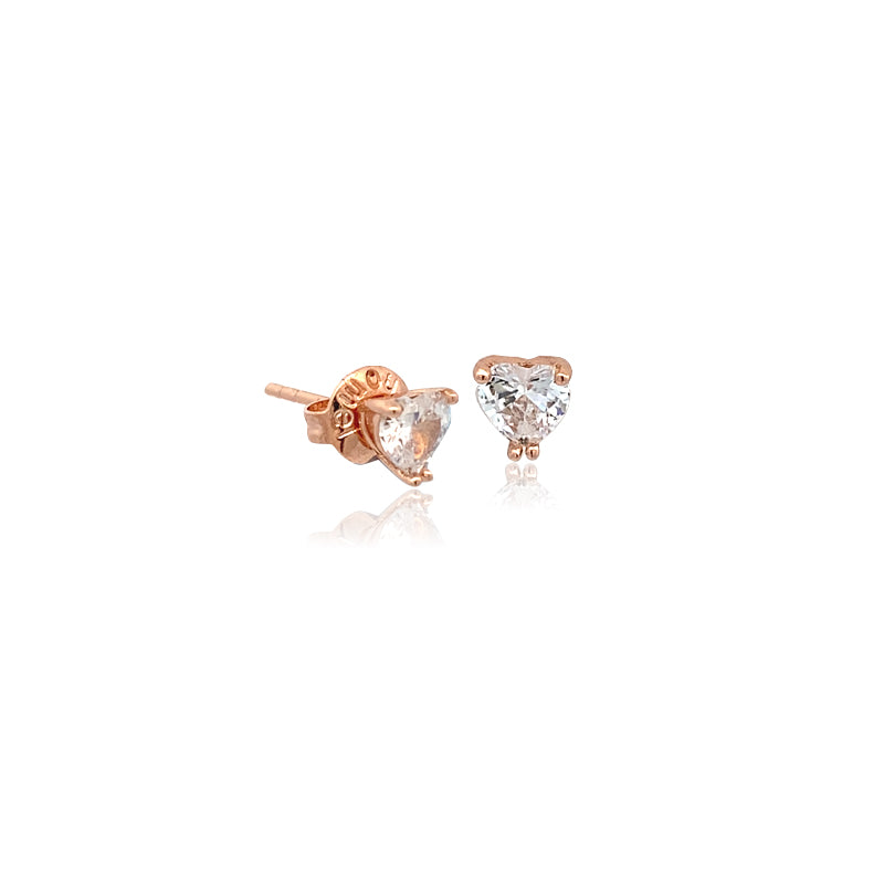 Heart 5mm Cubic Zirconia Solitaire Stud Earring