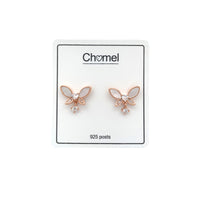 Butterfly Mother Of Pearl & Cubic Zirconia Earrings