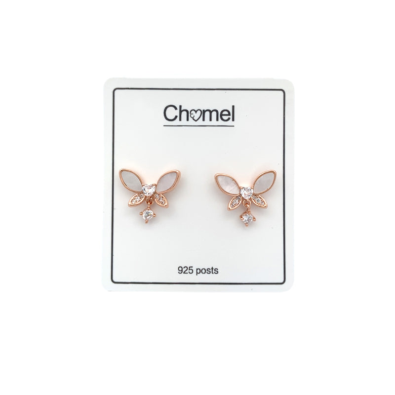 Butterfly Mother Of Pearl & Cubic Zirconia Earrings