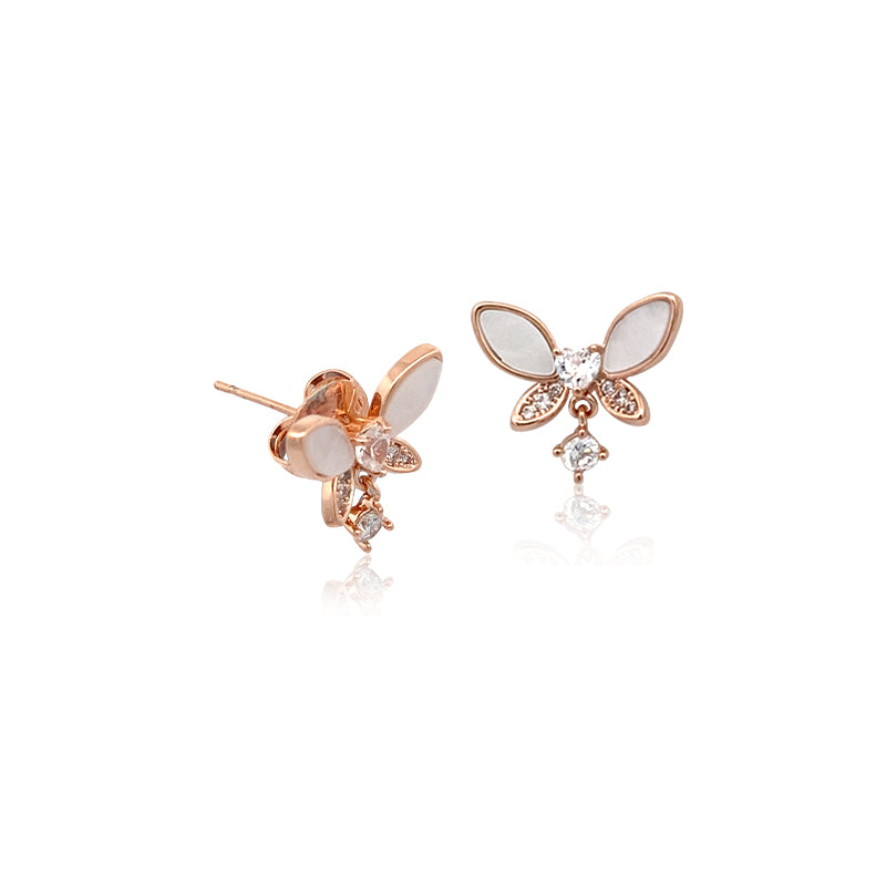 Butterfly Mother Of Pearl & Cubic Zirconia Earrings