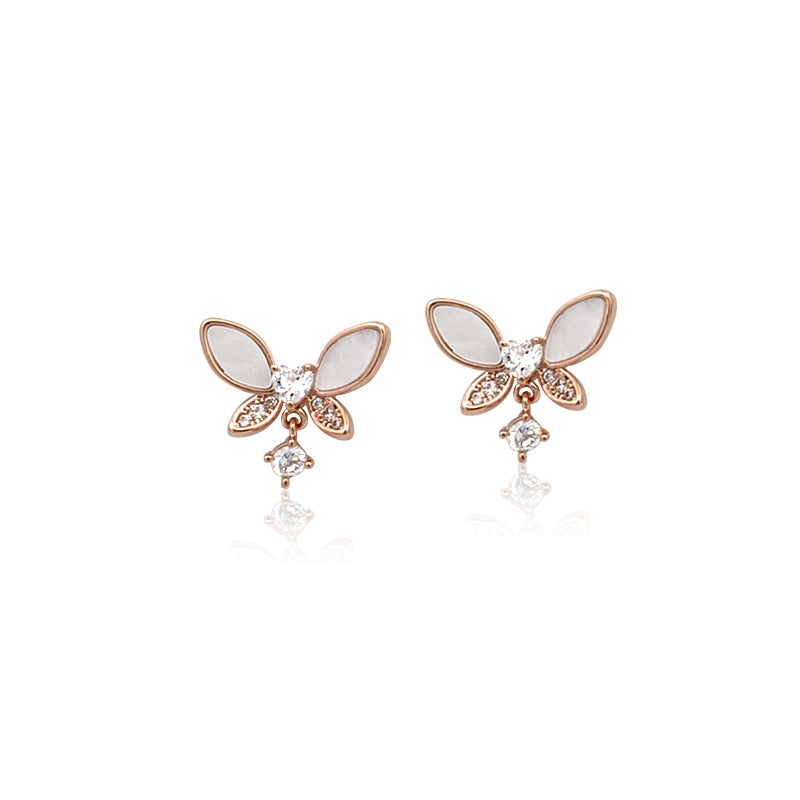 Butterfly Mother Of Pearl & Cubic Zirconia Earrings