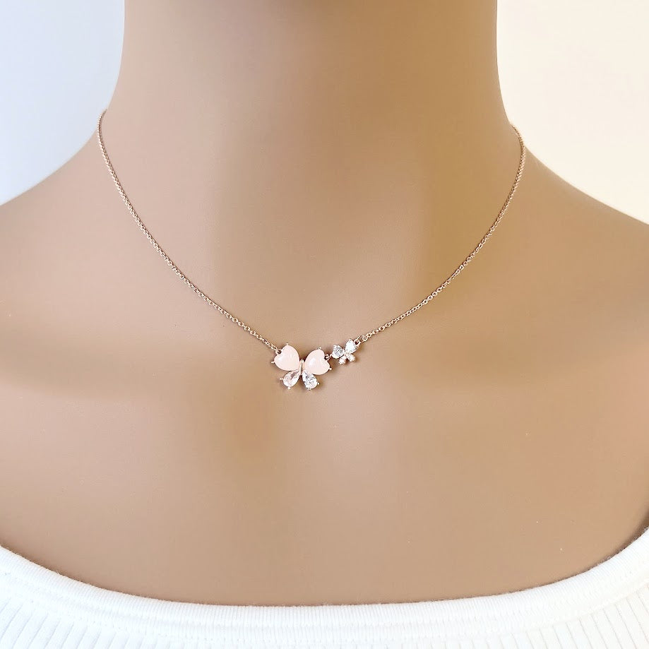 Simulated Moonstone Ribbon Necklace