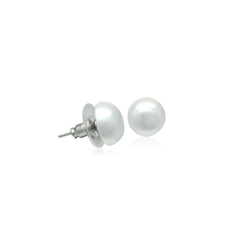 Simulated Pearl 8mm Button Earring.