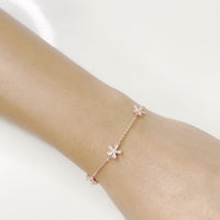 3 Flower Cubic Zirconia Bracelet.