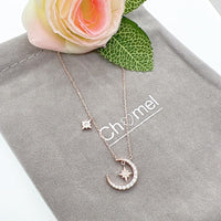 Moon & Star Cubic Zirconia Necklace - CHOMEL