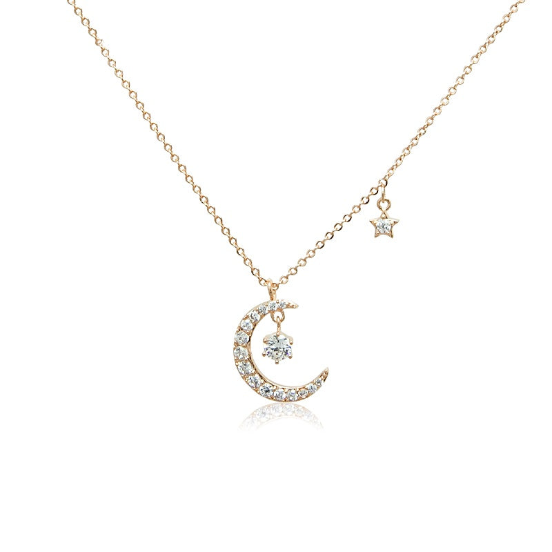 Gold moon sale and star necklace