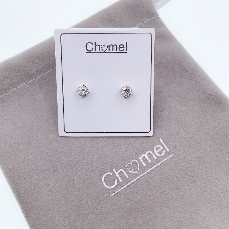 7mm Cubic Zirconia Solitaire Stud Earring.