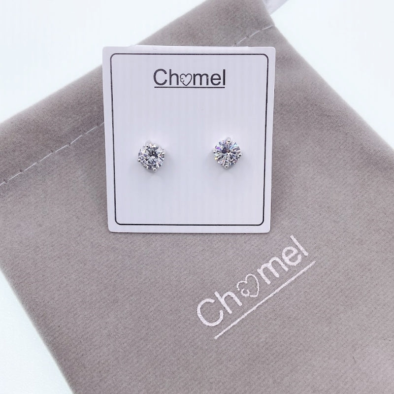 7mm Cubic Zirconia Solitaire Stud Earring.