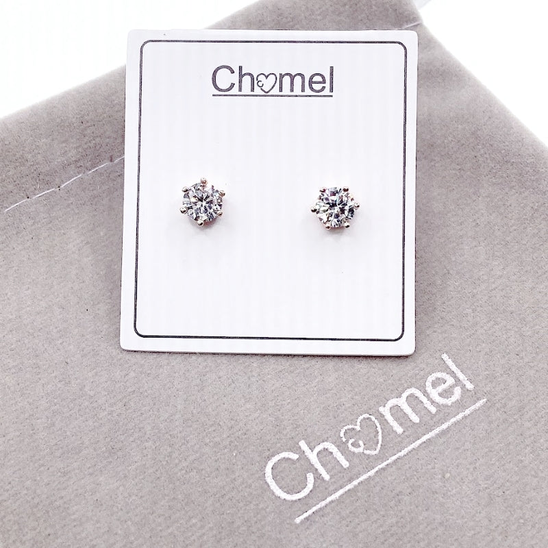 6mm Cubic Zirconia Solitaire Earring.