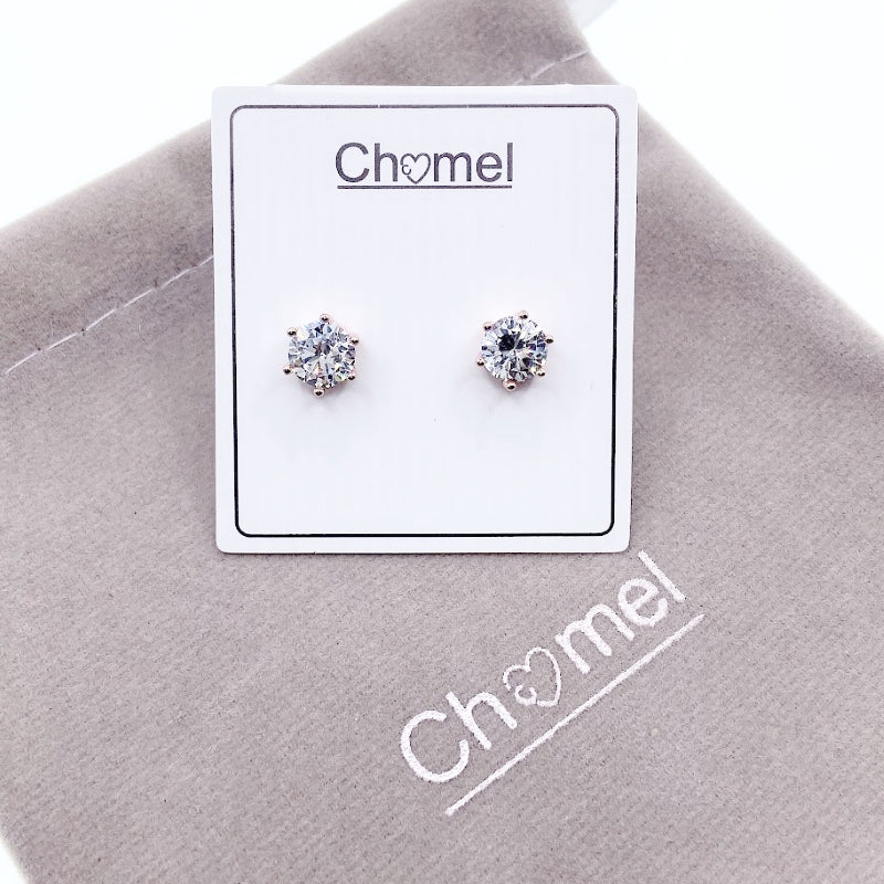 7mm Cubic Zirconia Solitaire Stud Earring.