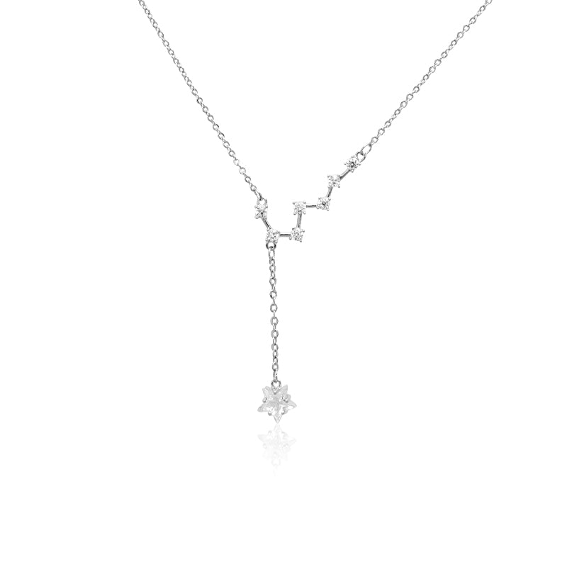 CHOMEL Cuboc Zirconia Star Drop Rhodium Necklace