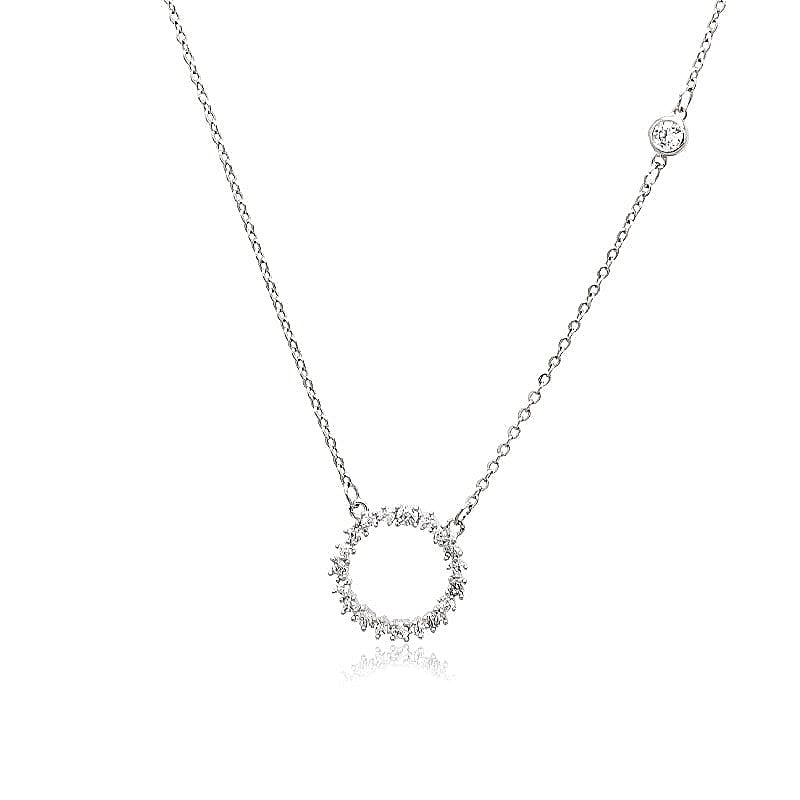 CHOMEL Cubic Zirconia Round Rhodium Necklace