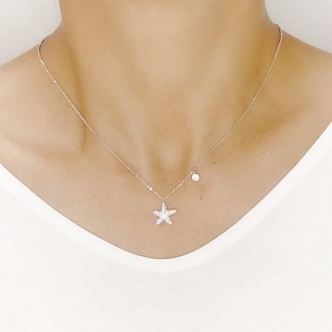 Gold star necklace hot sale with diamonds