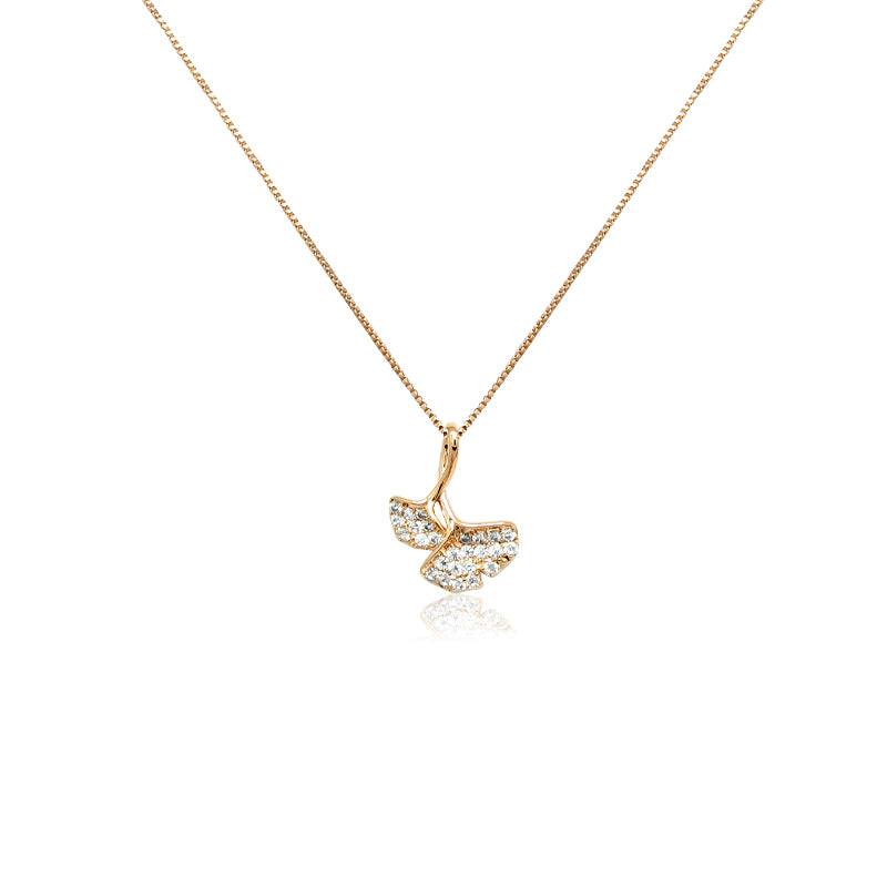 Gingko Leaf Cubic Zirconia Necklace - CHOMEL