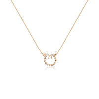 CHOMEL Cubic Zirconia Ribbon with Circle of Stars Rosegold Necklace