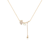 Gingko Leaf Cubic Zirconia  Necklace - CHOMEL