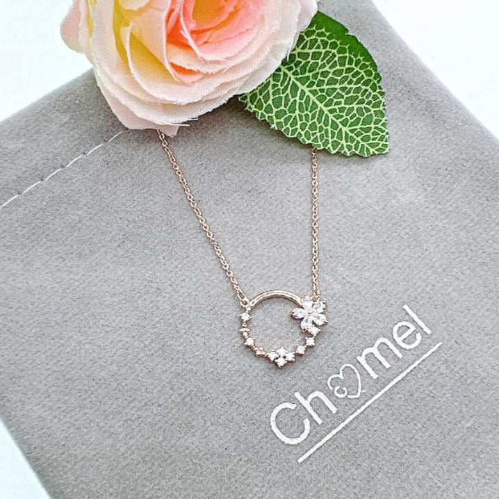 Flower Cubic Zirconia Necklace - CHOMEL