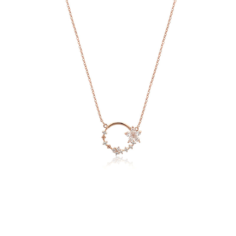 CHOMEL Cubic Zirconia Flower Round Rosegold Necklace