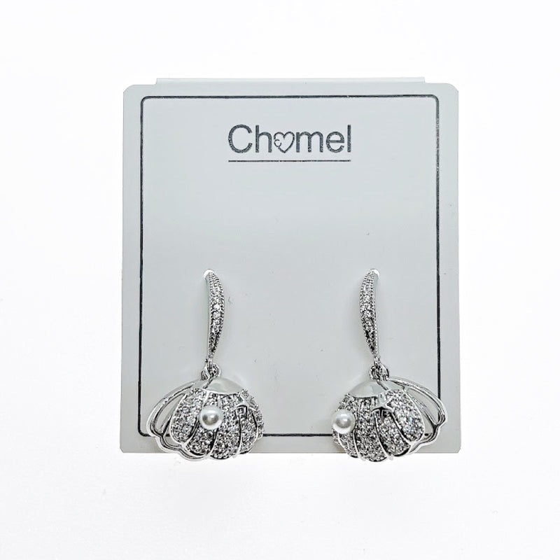 Shell Cubic Zirconia Earrings.