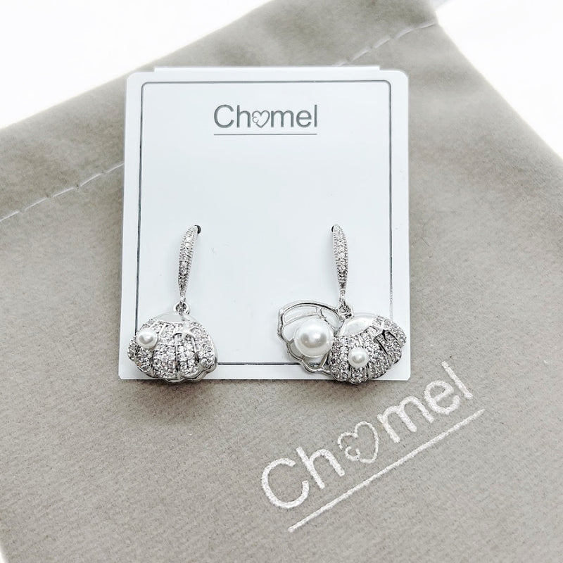 Shell Cubic Zirconia Earrings.