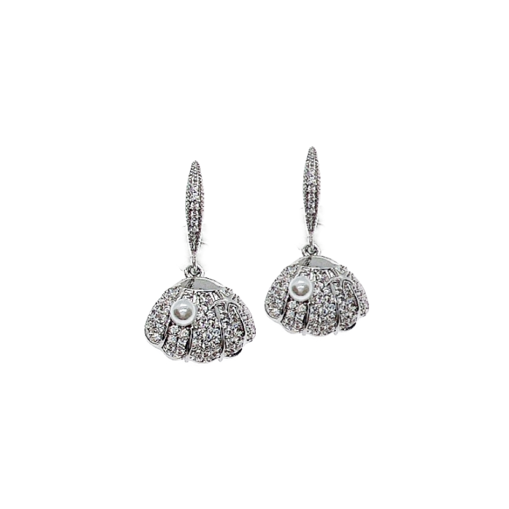 Shell Cubic Zirconia Earrings.