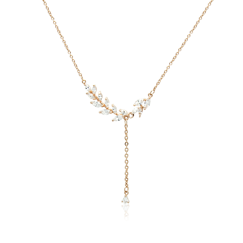 Leaf Cubic Zirconia Necklace.