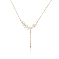 Leaf Cubic Zirconia Necklace.