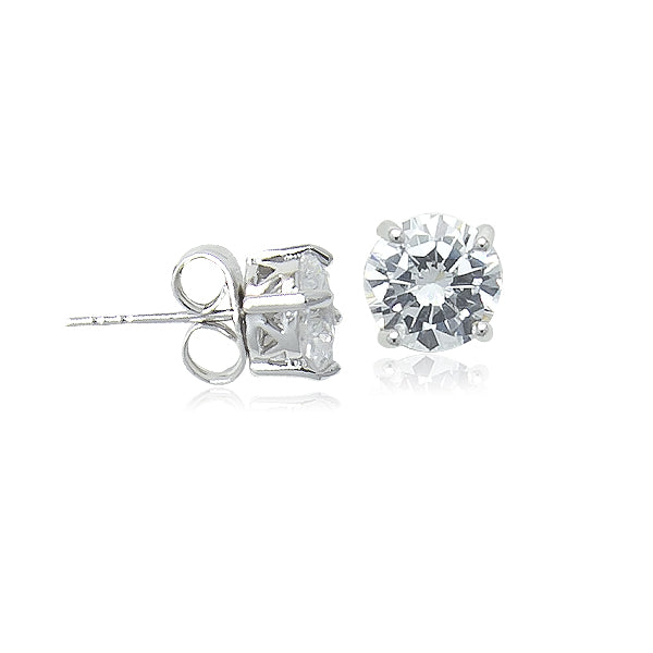 7mm Cubic Zirconia Solitaire Stud Earring.