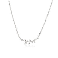 CHOMEL Cubic Zirconia Leaf Rhodium Necklace